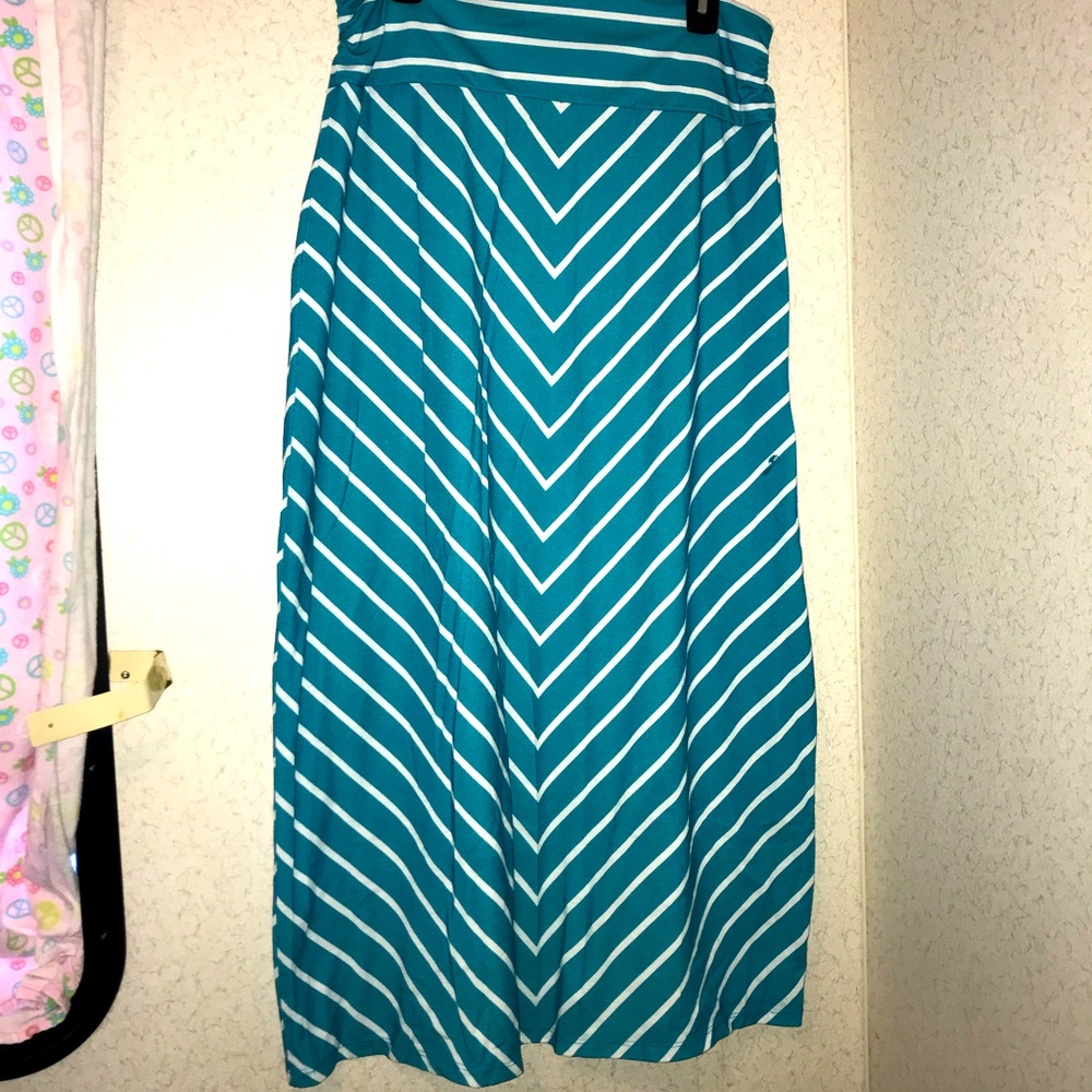 Turquoise/White Striped Skirt